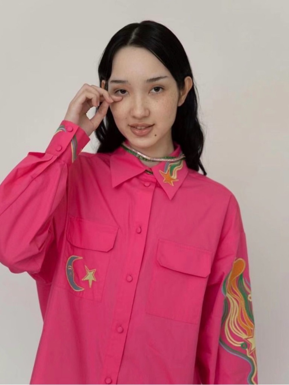 Alemais Hot Pink Embroidered Mini Shirt Dress - Picture 2 of 12